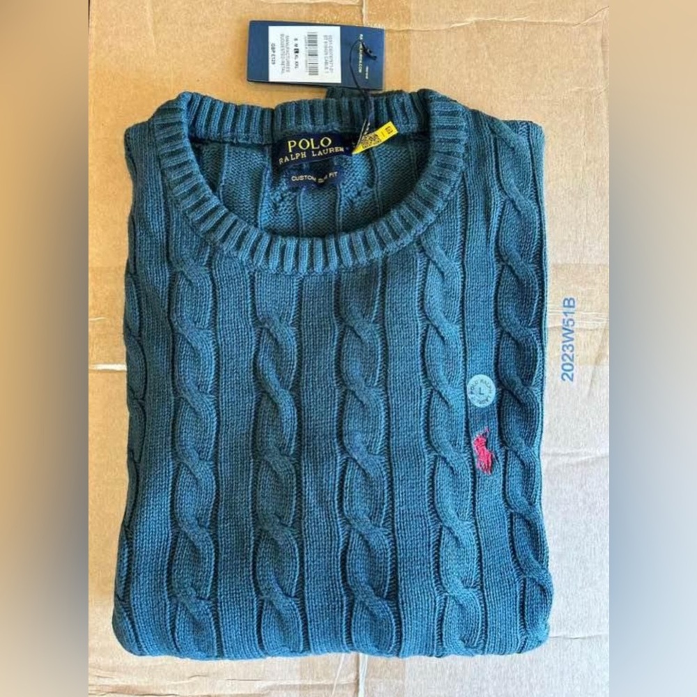 Polo Forest Green Cable Knit Sweater